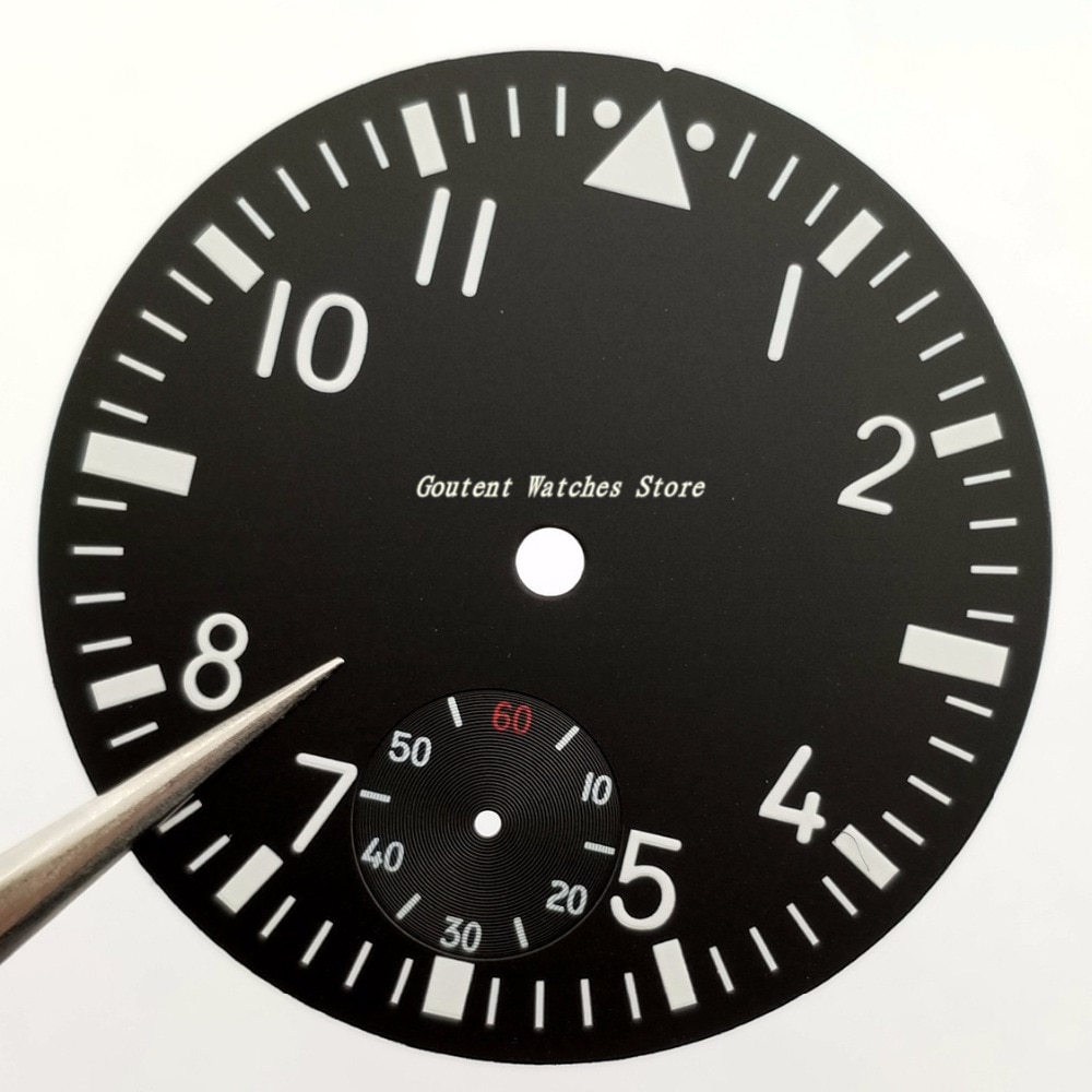 38.9mm Horloge Wijzerplaat Zwart Kit Wijzerplaat ETA 6498 of Seagull Beweging heren horloges Accessoire