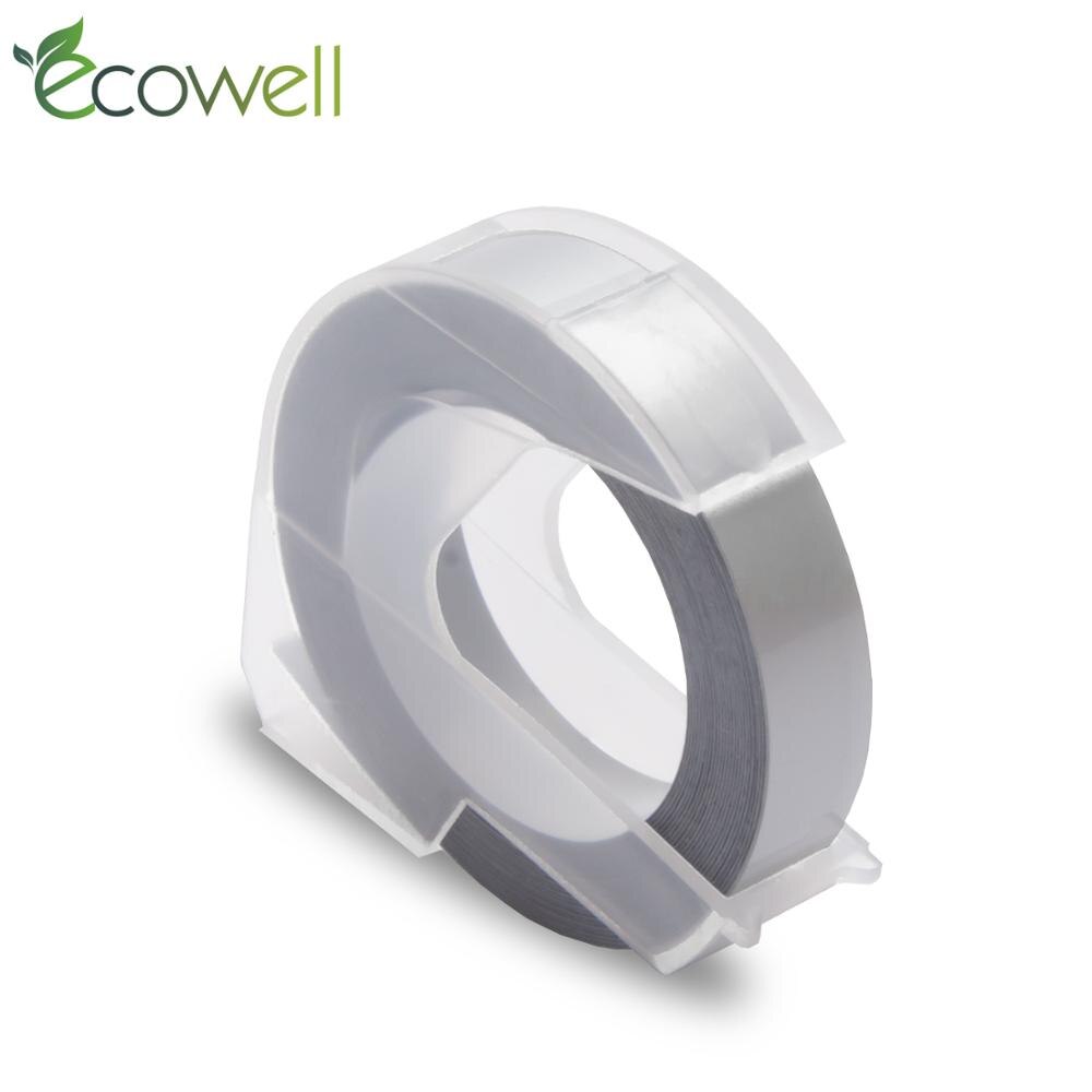 Ecowell 3D Plastic Embossing Tape 9mm compatible for Embossing Label Maker PVC LABEL DYMO 1610 12965 1880 1540 Motex E101: Silver