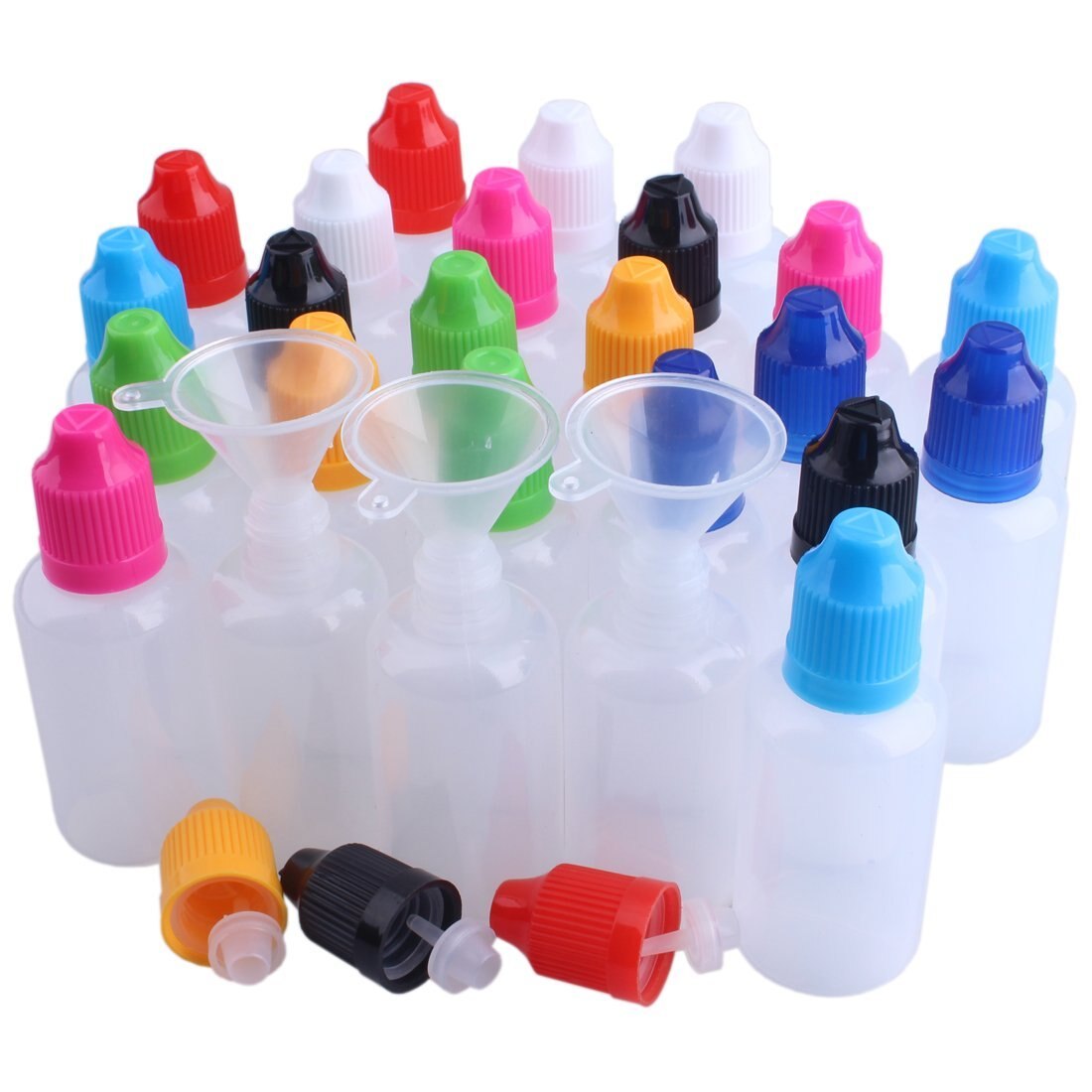Compte-gouttes en plastique compressible | Bouteilles LDPE vide E liquide jus huile pots yeux pots avec bouchons, embouts de compte-gouttes 20 pièces X 3ML-120ML