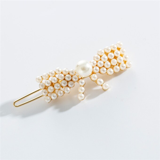 Vrouwen Imitatie Parels Haar Clips Hoofddeksels Haarspelden Haarspeldjes Lichtmetalen Bb Hairgrip Meisjes Haar Accessoires: bow