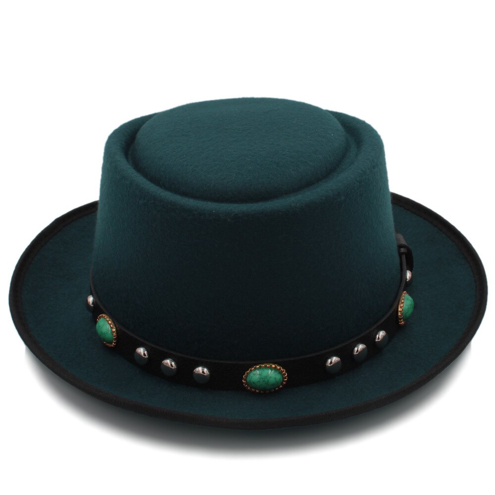 Chapeau plat en laine pour homme, chapeau Fedora, pour homme, papa, joueur, fascinateur, Trilby, église, taille 58cm: Sky Blue