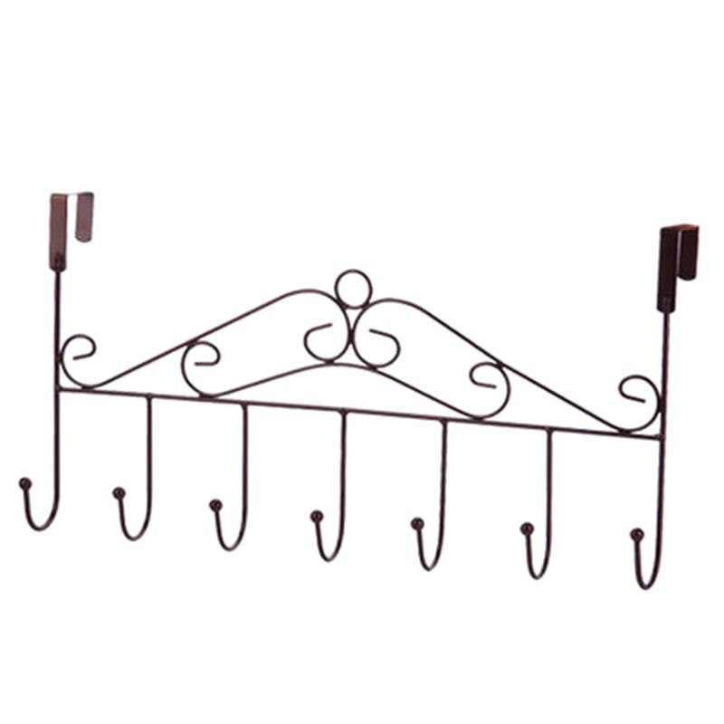 Over Deur Metalen Hanger Beugel 7 Haken Handdoek Hoed Kapstokken Opknoping Opbergrek Overdoor Organizer Accessoires: Bronze