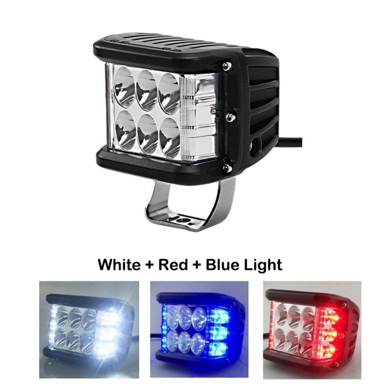 Barra de luces LED para coche, 12 LEDs, 45W, 12V, 24V, foco cuadrado redondo, Mini barra LED para camión, todoterreno, accesorios para todoterreno: White and Blue