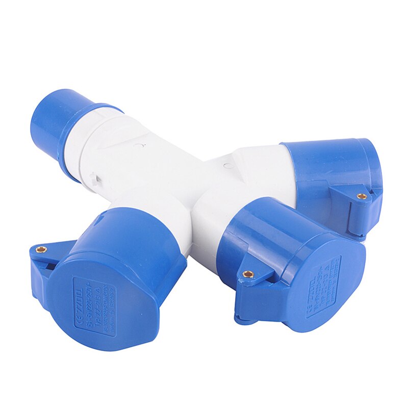Industrial Plug - 16A 220-250V - 4 Outlets - IP44 Waterproof - Blue