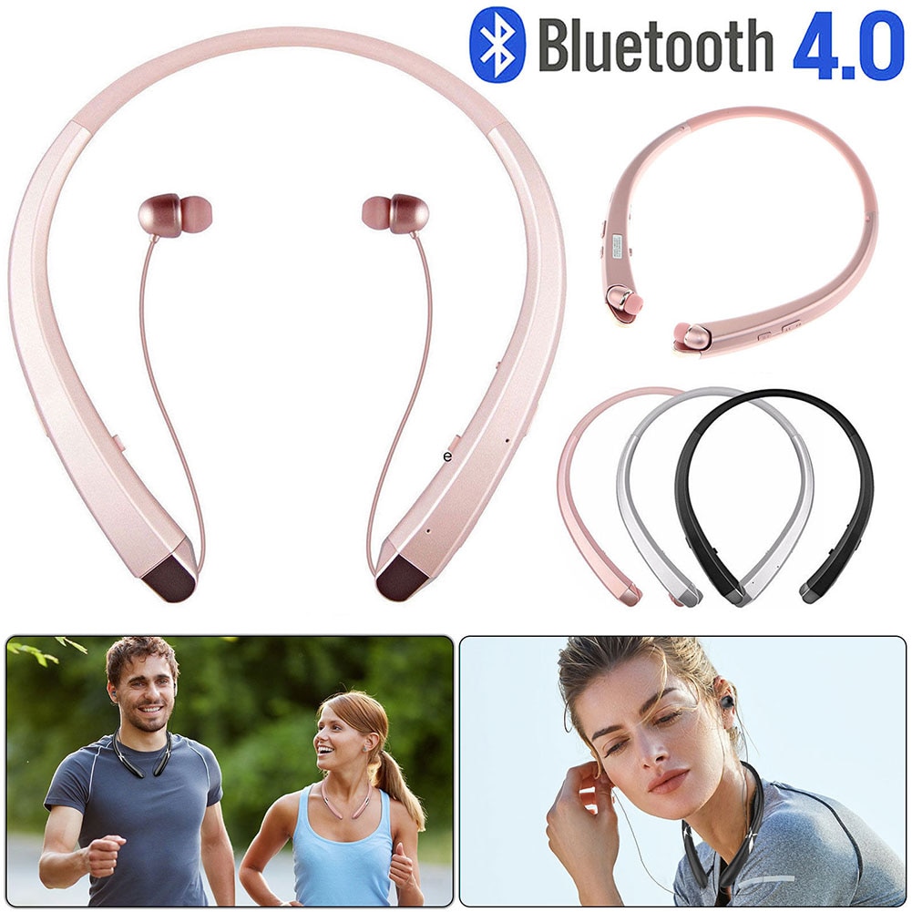 Draadloze Bluetooth Headset Sport Hoofdtelefoon Intrekbare Oordopjes Stereo Oortelefoon Voor Iphone Samsung Lg IJS998