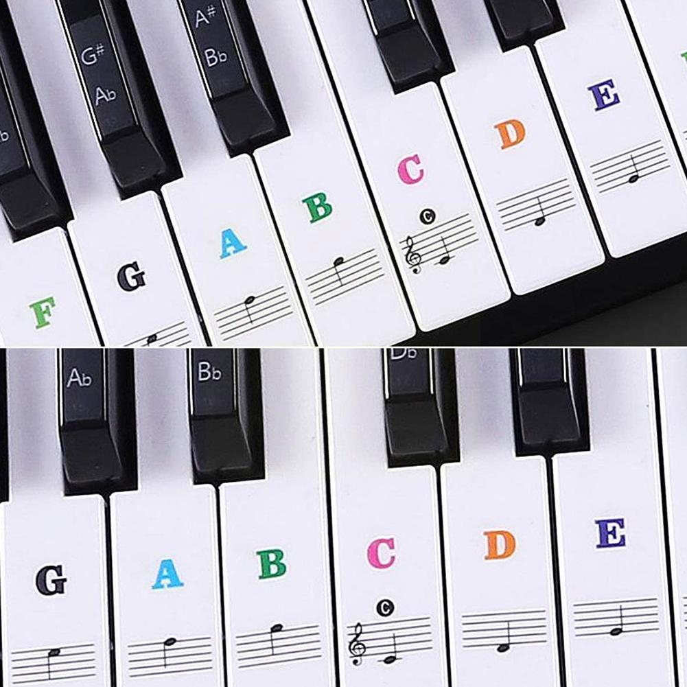 88/61/54/49 Key Color Piano Letter Notes Stickers Keyboard Stave Note Stickers Sticker Electronic Piano Key K9J5