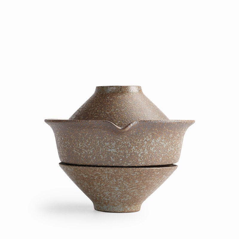 Utomhusläger bärbar svart grov keramik vintage japansk snabbkopp 1 tekanna 2 koppar med åkpåse puer te kung fu teset: C01