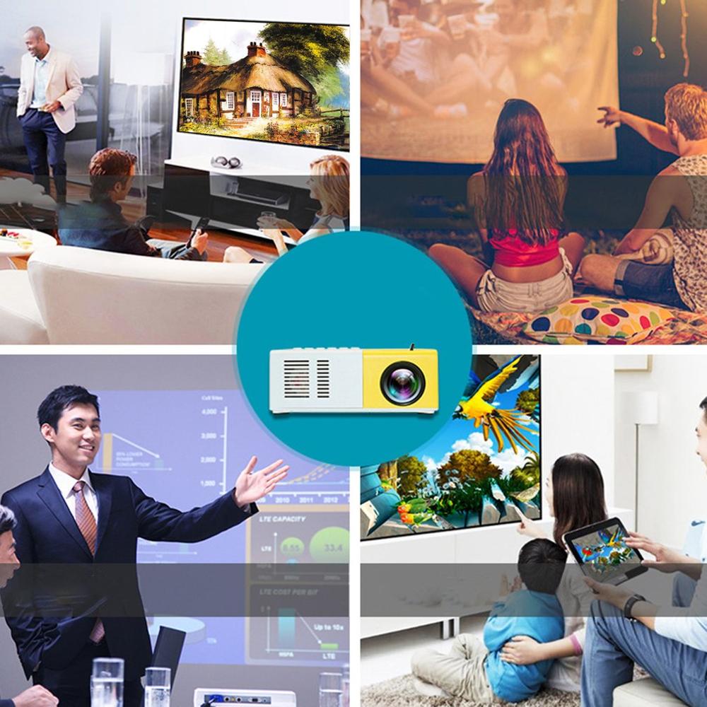 Yellow Home Mini Projector Machine Led Portable Handheld Projector Supports High Definition 1080P