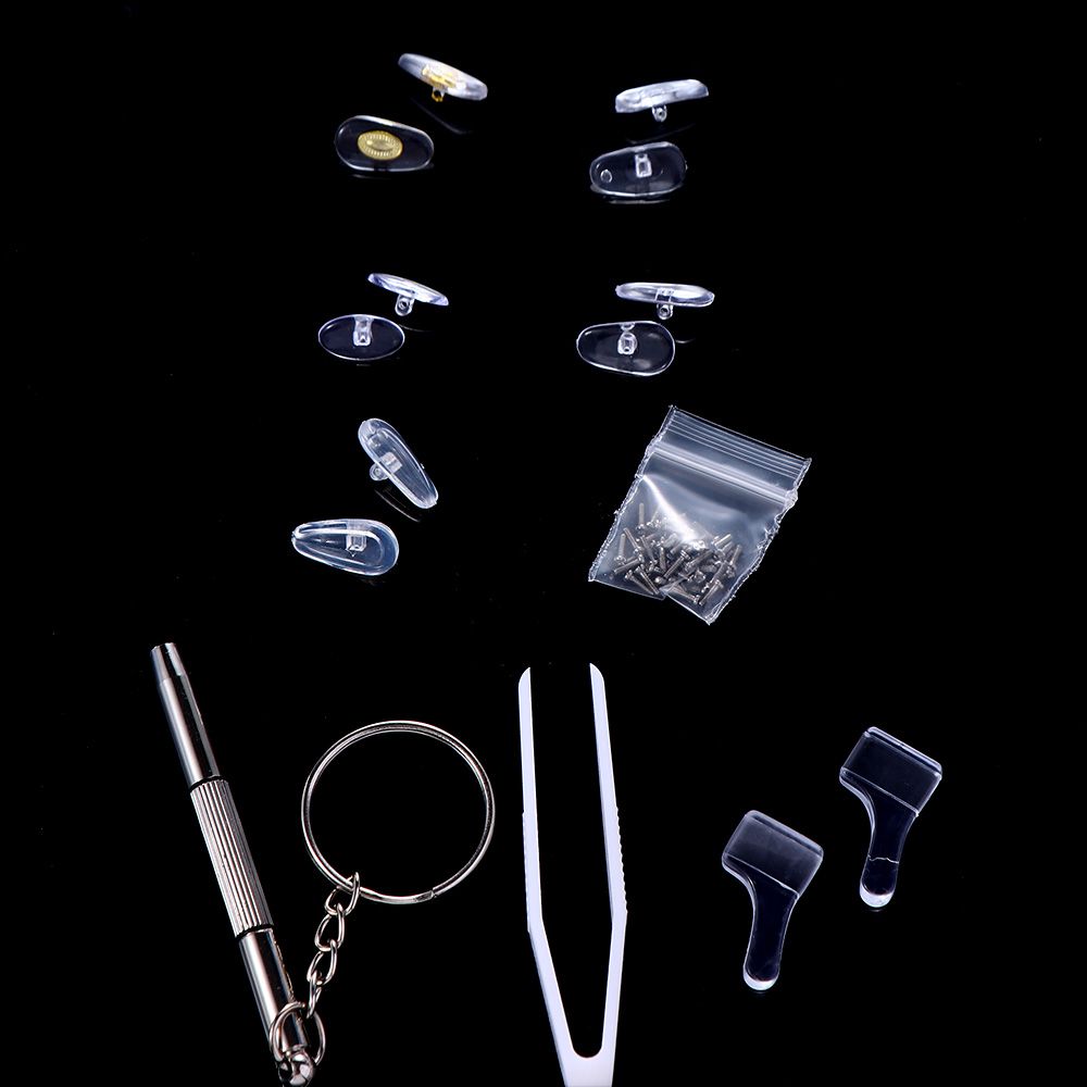Brillen reparatur set Silikon Nasen pads Ersatz optische Brille Reparatur werkzeug Teile sortiert Kit Schrauben dreher Pinzette Ohr haken