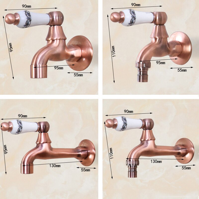 Antike rot Kupfer Zauberstab montieren draussen Wasserhahn Garten Bibcock klopfen Keramik Griff Schlecht Waschmaschine/mopp Wasserhahn KD081