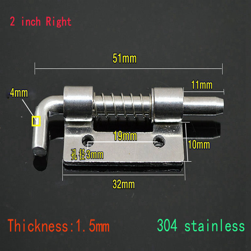 1Pc Long Silver Door Latch Sliding Lock Barrel Bolt Latch Hasp Staple Gate Safety Lock Door Chain Lock Door Safety Lock: 2inch-Right