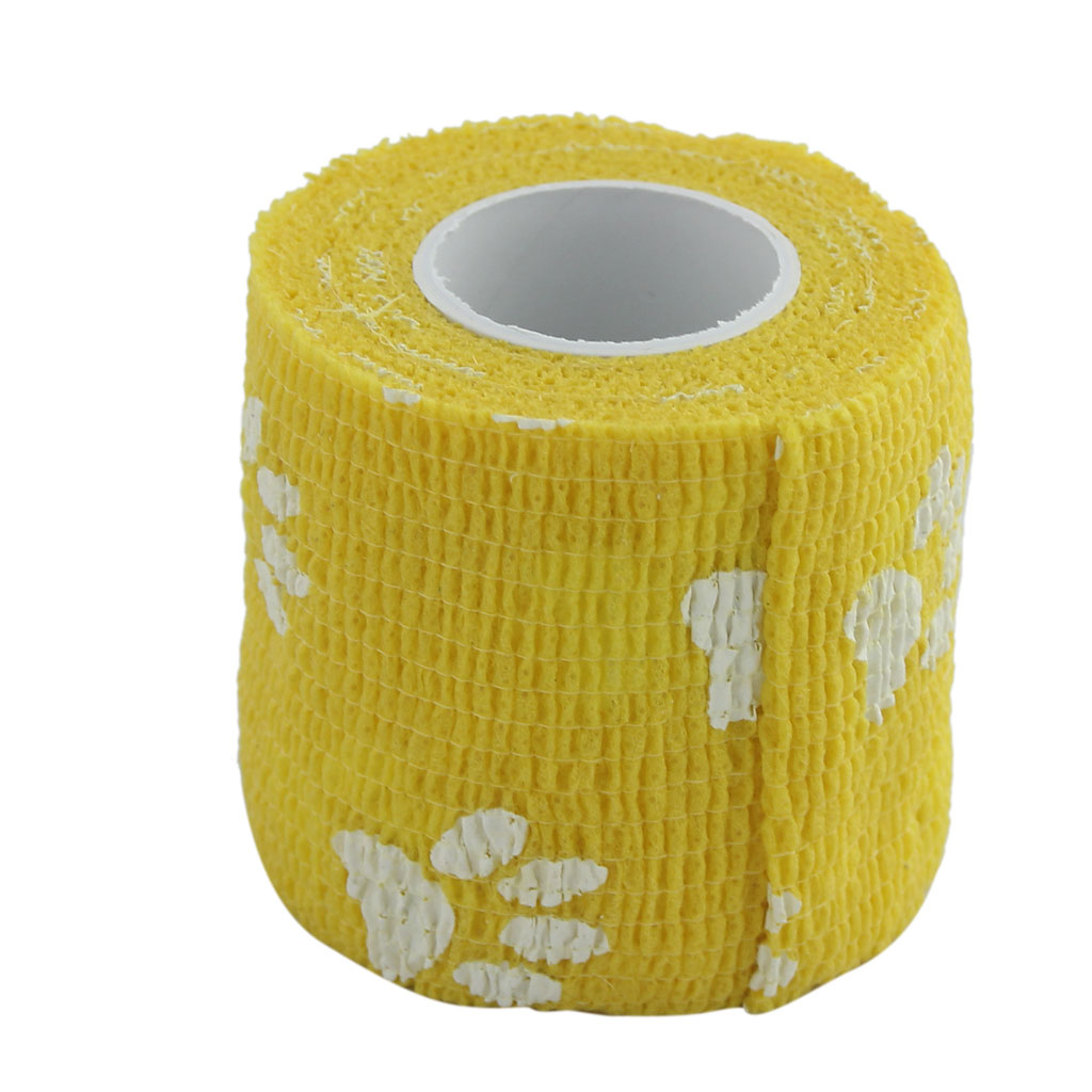 5 Rolls of Vet Wrap Bulk, Cute Paw Prints, Bandage Wrap Vet Tape - Waterproof &amp; Self Adherent – Yellow