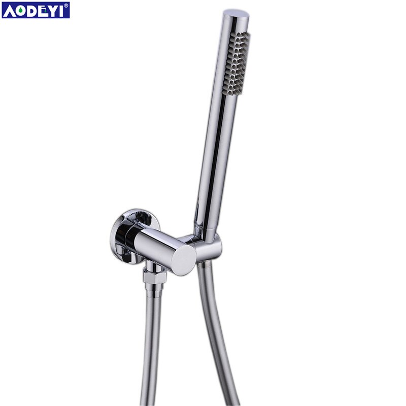 AODEYI Solid Brass Hand Held Shower Head Square Round Copper Handheld Sprayer Wall Connector 1.5M PVC Bathroom Tool: 03-02C
