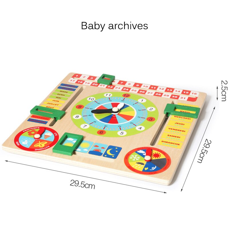 Baby Houten Kalender Speelgoed Weer Seizoen Tijd Cognitieve Puzzel Kinderen Vroege Onderwijs Digitale Speelgoed Kinderen Educatief Speelgoed