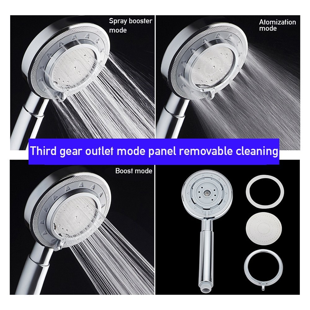 Water saving Shower head High Pressure Boosted Bathroom Handheld Showerhead Shower 3 Spray Settings with Stainless Steel Plated