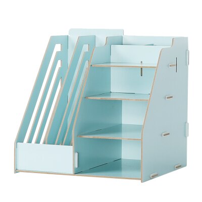 Wood Multi-Function Storage Box for Sundries Office Desk Organizer DIY Files Racks Eco Stationary Books/Magazines Holder: Green
