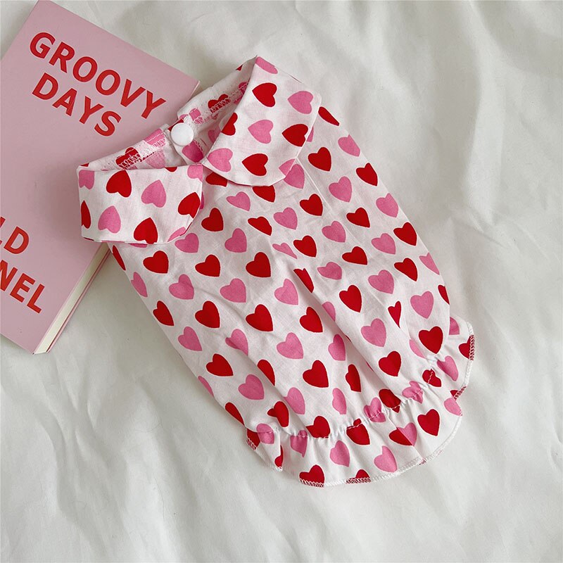 Chaleco fino de verano para mascotas, falda para perro, Collar de muñeca, vestido de amor de Color, vestido para perro pequeño, ropa para cachorro Chihuahua Yorkshire: Rojo / M