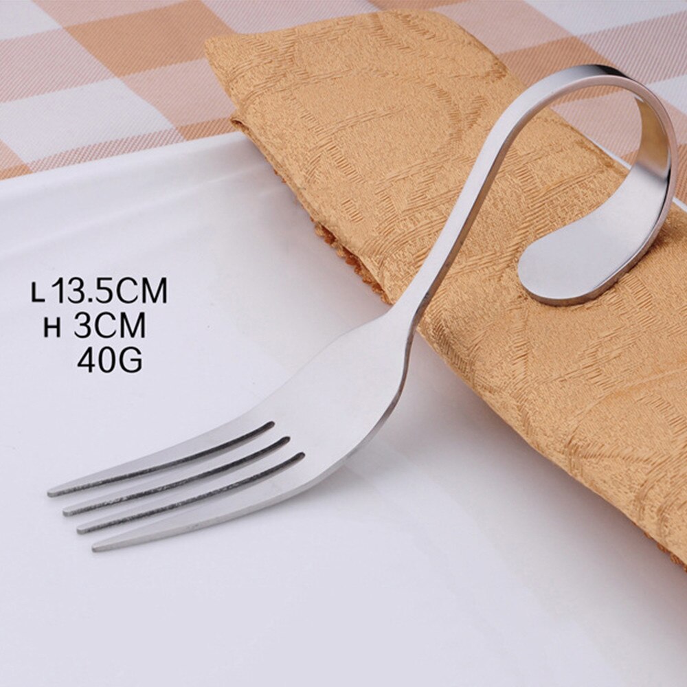 Kitchen tools Home Tableware Stainless Steel Curved Handle art Fork Salad Round Spoon Tip Spoon Soup Spoon