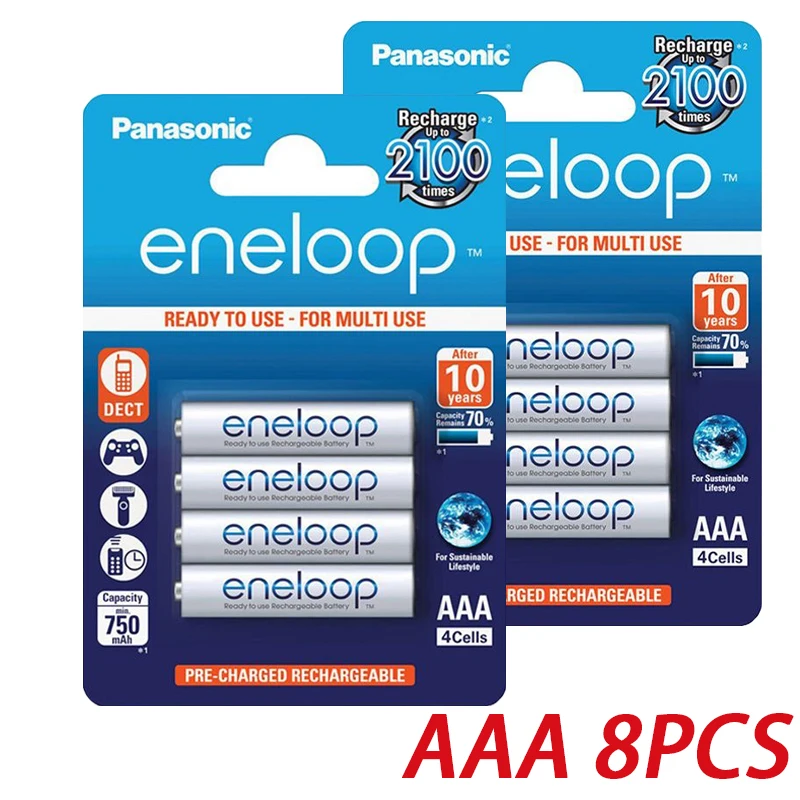 Nowe akumulatory Panasonic Eneloop 800mAh AAA 1.2V NI-MH do zabawek elektrycznych Latarka Aparat fotograficzny Wstępnie naładowany akumulator: Black