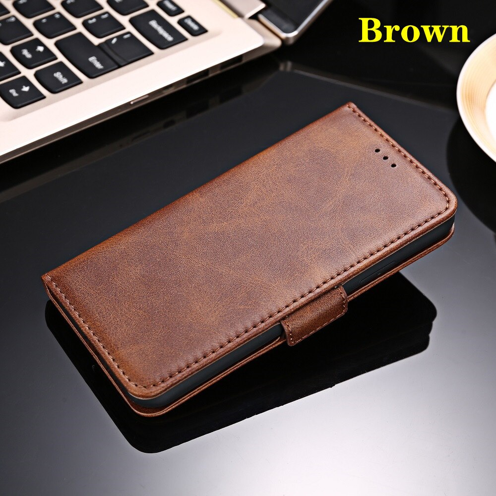 Stand Zakelijke Telefoon Holster Voor Umidigi Power Case Wallet Cover Voor Coque Umidigi Power Cover 6.3 "Leather & Silicone zakken Capa: Brown