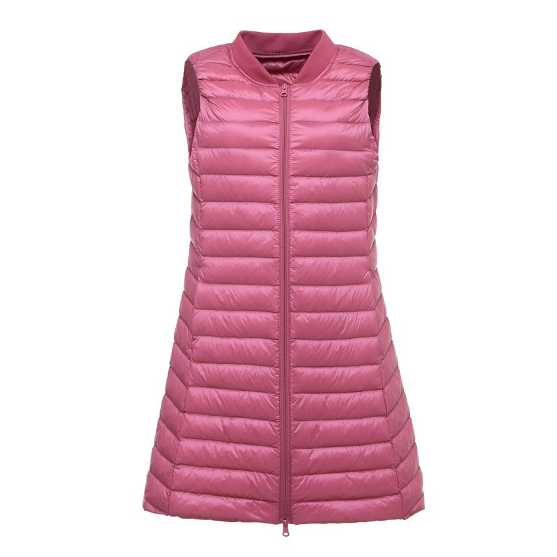 Schinteon Femmes Ultra Léger Vers Le Bas Gilet décontracté Baseball Longue Mince Gilet Automne Hiver Fond Gilet nouveauté