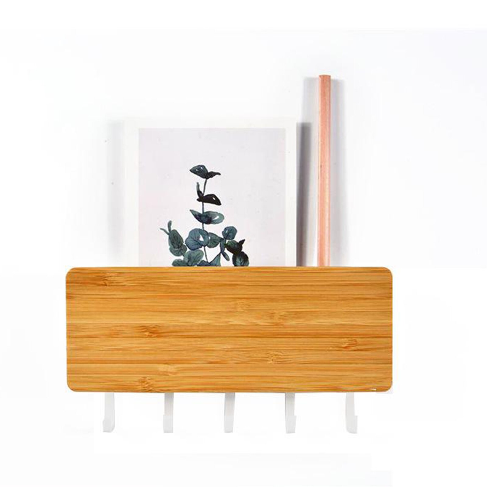 Wall Hook Dog Leash Key Holder Mail Organizer Storage Shelf for Coat Hat Bag Key: White Hook