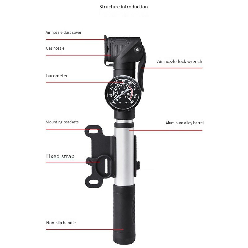 Fahrrad Pumpe mit Manometer Schrader Presta Tragbare Mini-Bike Reifen Pumpe Kit für Mountainbike Schwimmen Ring Basketball