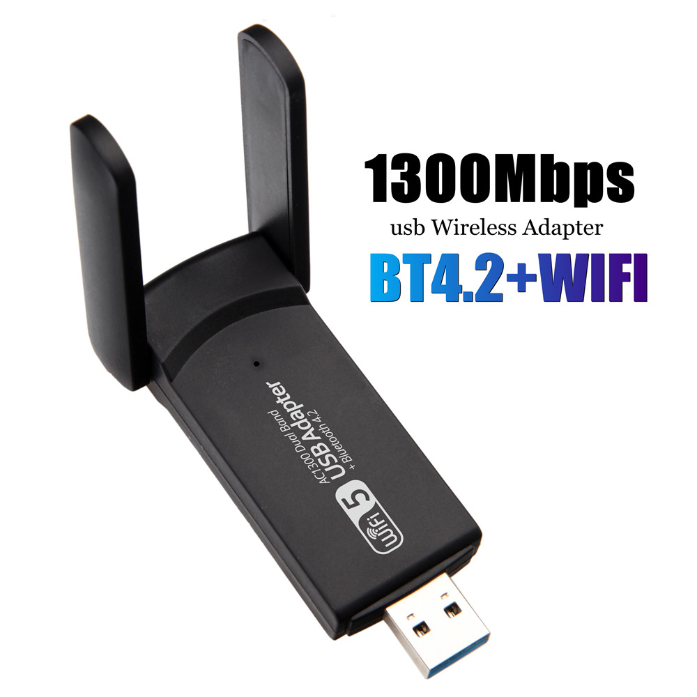 Adattatore WiFi USB wireless 1300Mbps Dual Band 2.4G 5Ghz USB 3.0 Adattatore USB WIFI 802.11ac con antenna BT4.2 per laptop desktop