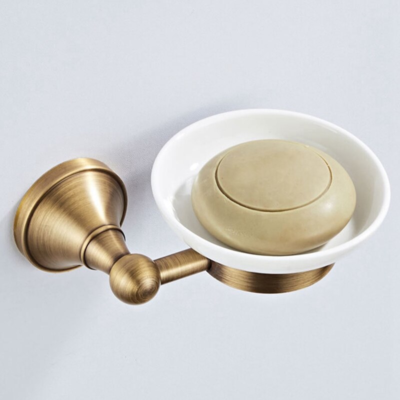 Jabonera antigua de bronce cepillado para baño, soporte para platos, jabonera de cerámica para inodoro