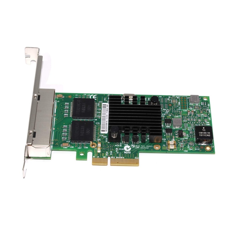 Gigabit Network Card I350 T4 E1G44HT for Intel 82580, PCI Express Network Adapter, 10/100/1000Mbps Quad RJ45 Ports, PCI-E 2.0 X4