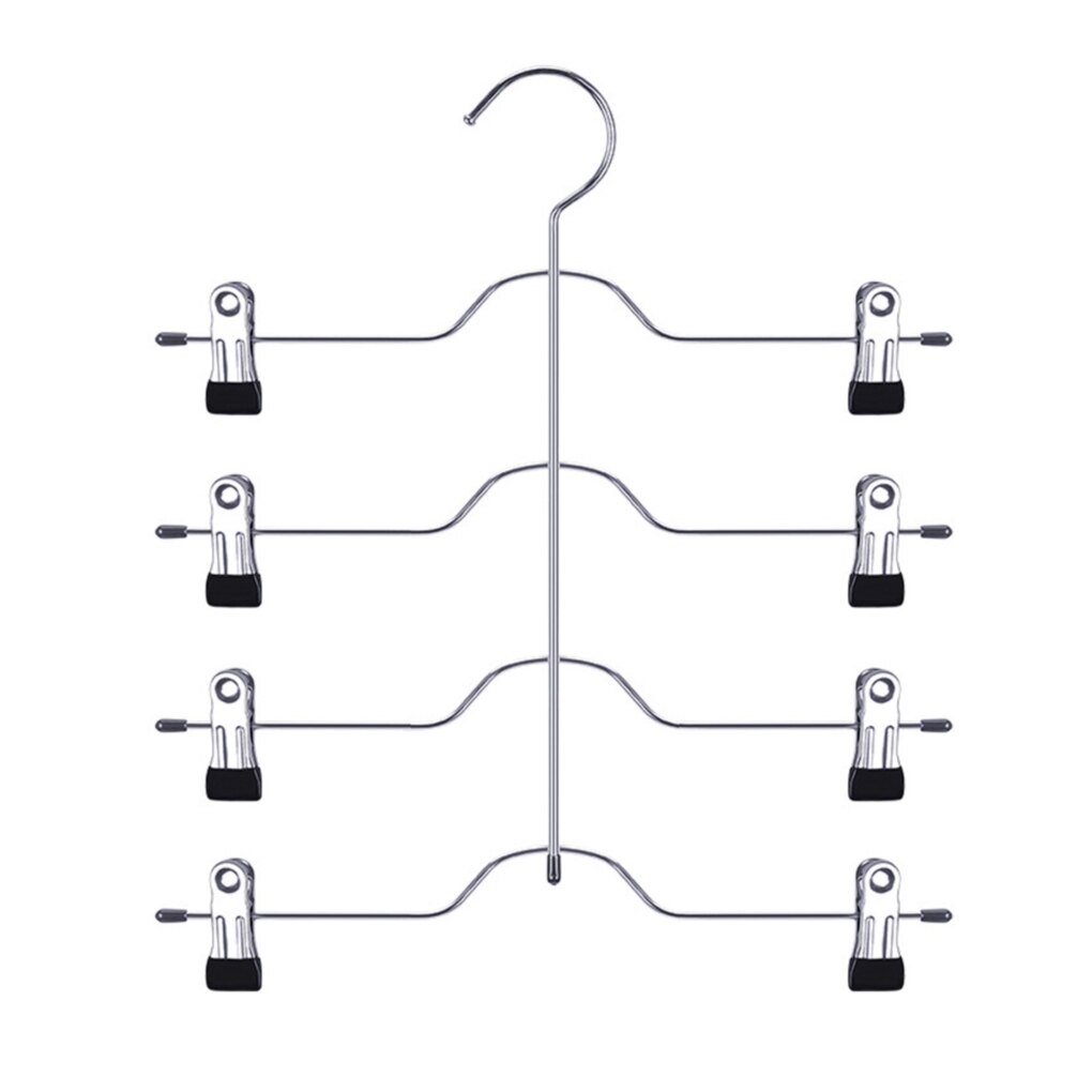 Multi-Functional Skirt Hanger 4 Tier Pants Holder Clip Steel Adjustable Space Saving Trousers Hanging Rack Clothes Storage Rack: Default Title