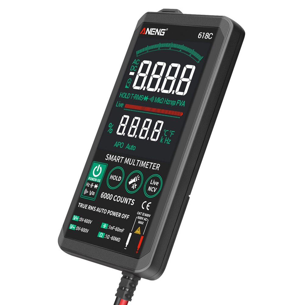ANENG 618C Digital Multimeter Smart Touch DC Analog Bar True RMS Auto Tester Transistor Capacitor NCV Testers Meter