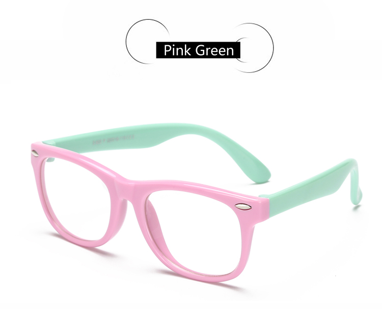 Ralferty-marcos de gafas TR90 para bebé, gafas de seguridad para niño, lentes transparentes, montura óptica Flexible suave para Miopía: Pink Green
