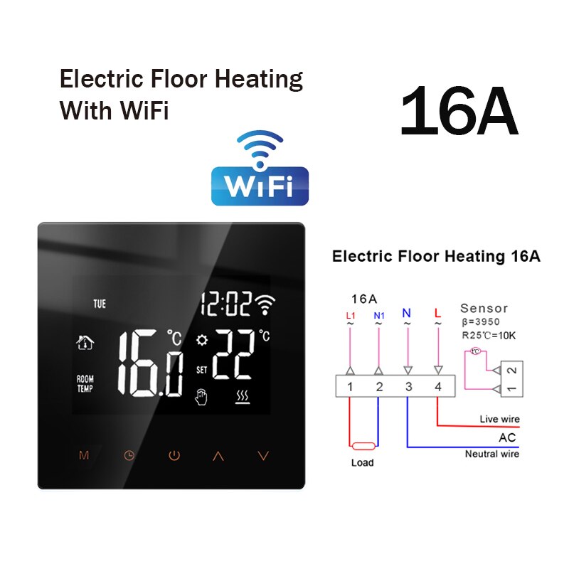 Tuya APP WiFi Smart Thermostat Electric Floor Heating Water Gas Boiler Temperature Voice Remote Controller for Google Home Alexa: WIFI-ME81E