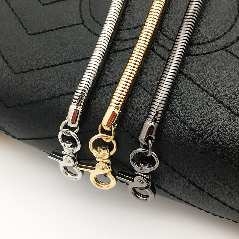 Ersättning guldkedja för väska delar tillbehör silverkedjor axel crossbody väskor för kvinnor lång svart handväska rem bälte