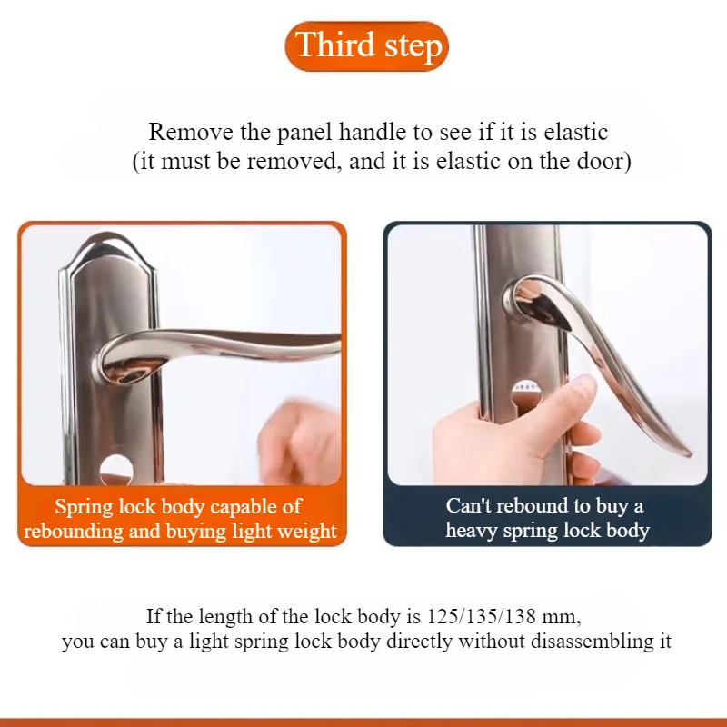 Silencioso Interior fechadura da porta de madeira, Reverse Lift Lock Body, Light Spring Room, 58 Rolamento Magnético, Tamanho 50, Heavy Spring