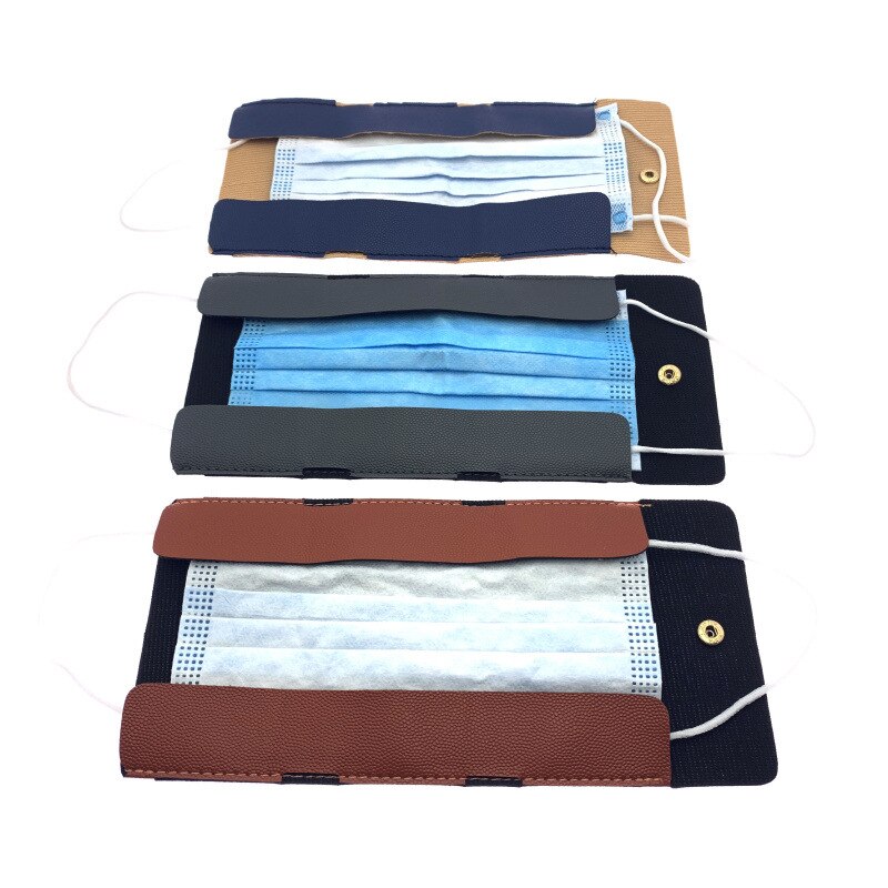 Portable PU Mask Storage Bag Disposable Face Mask Storage Case Container Foldable Recycling Mask Dustproof Cleaning storage bag