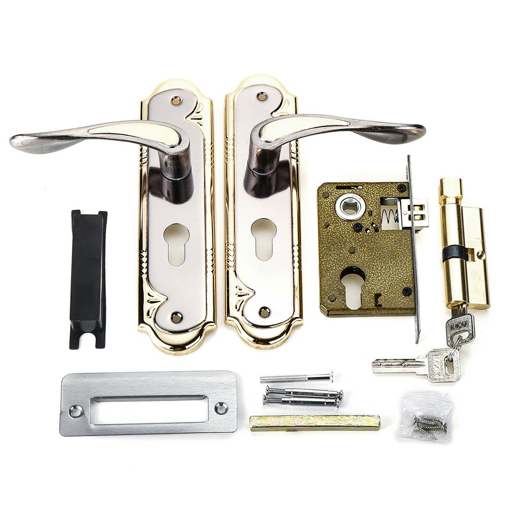 Lever Latch With Handle Front Back Door Lock Set Rust Proof Privacy Hardware Security Mortise Universal Durable Aluminum Alloy