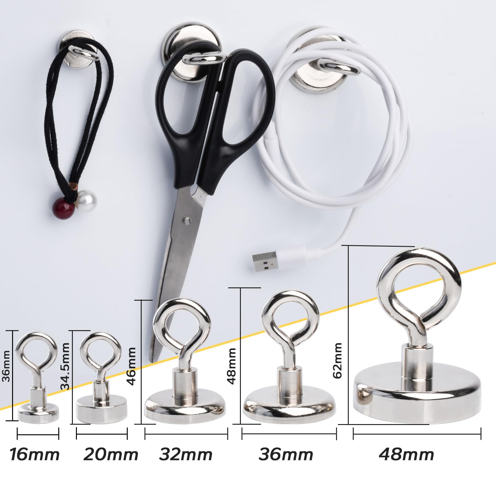16 mm Magnet haken, extra starke Neodym-Magnet haken, Zugkraft 7 kg Ösen Magnet Magnet mit Haken für Camping