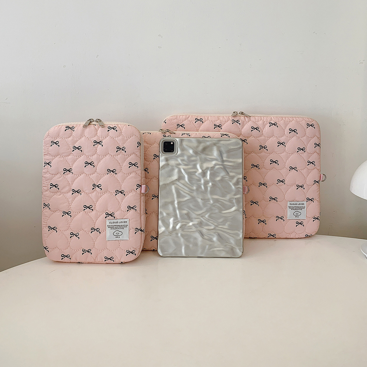 Laptopväska med 1 pc rosetttryck och kärleksbroderi, 11 tum, /14 tum, /15 tum, datorväska, skyddande fodral, laptopfodral, datorväska