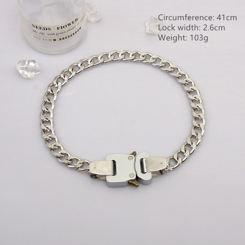 Hangzhi Fashionable Metal Lock Buckle Necklace Hip-hop Acrylic Frosted Transparent Cuban Chain Accessory for Couples: 10