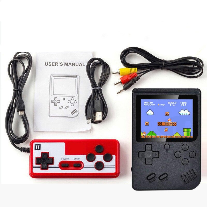 Console di gioco portatili da 3 pollici Console di videogiochi retrò 400 IN 1 lettore di giochi a 8 Bit giocatori di giochi portatili gamepad per regalo per bambini: Double-Player Black 