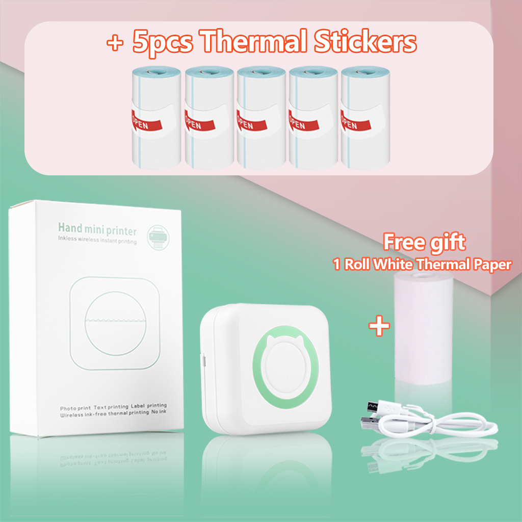 Tragbare Thermo Drucker C15 Papier Foto Tasche Thermische Drucker 57mm Druck Drahtlose Bluetooth Android IOS Drucker Für Art: Grün 5 Aufkleber