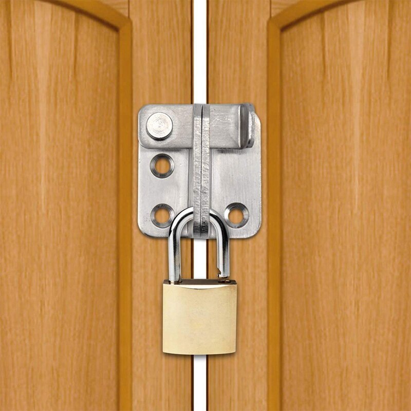 2 Pieces Door Latch Hasp Latch Lock Brushed Finish Sliding Door Buckle Thicker Gate Door Bolt Flip Latch Padlock Hasp