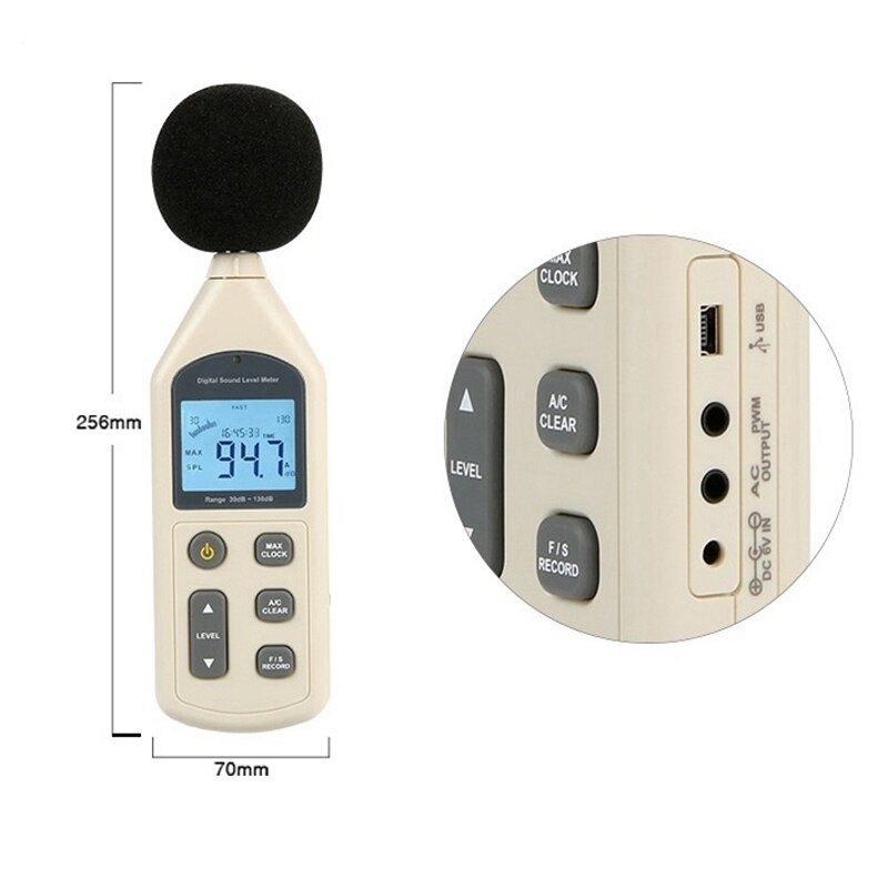 Decibel Meter Digital LCD Sound Level Meter 30-130DB(A/C) Range Portable Noise Tester DB Meter Decibel Measurement