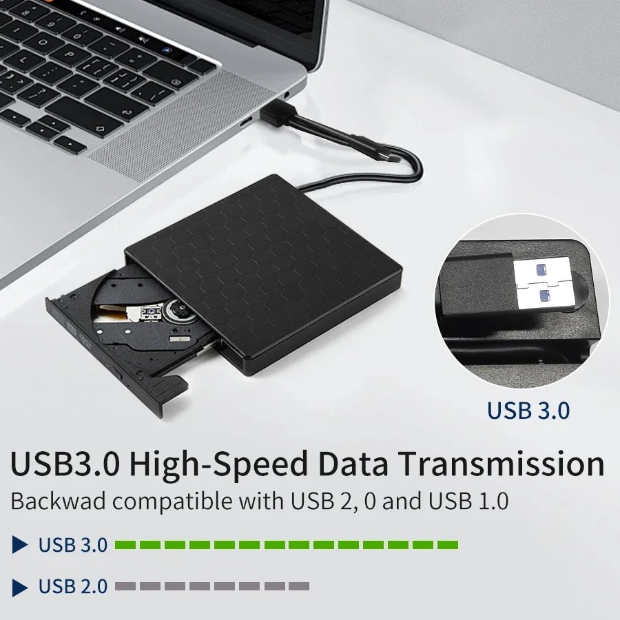Unità DVD esterna USB 3.0 Tipo-C Lettore DVD portatile USB C Unità CD-RW esterna Lettore masterizzatore DVD-ROM per laptop PC desktop