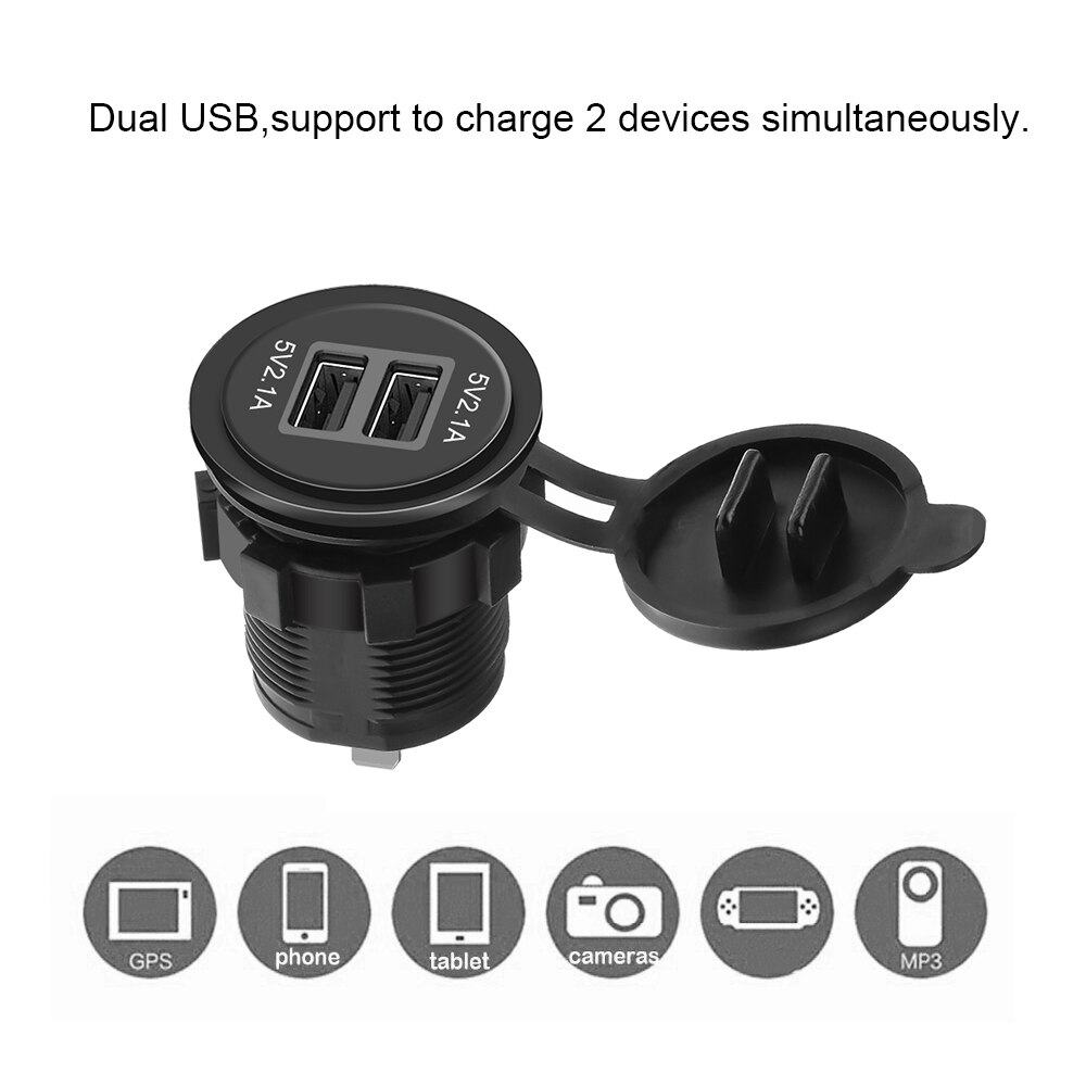 Kebidu 4,2 EINE Dual Port USB Ladegerät mit Voltmeter 12-24V BLAU LED Digital Display Universal für Auto boot Motorrad Zubehör