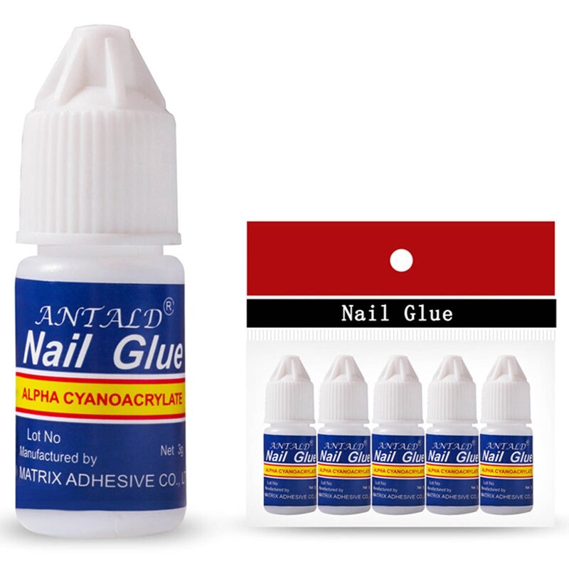 5Pcs Sneldrogende Nail Art Lijm Tips Glitter Uv Acryl Steentjes Decoraties Nail Lijm Valse Tip Nail Manicure Tool