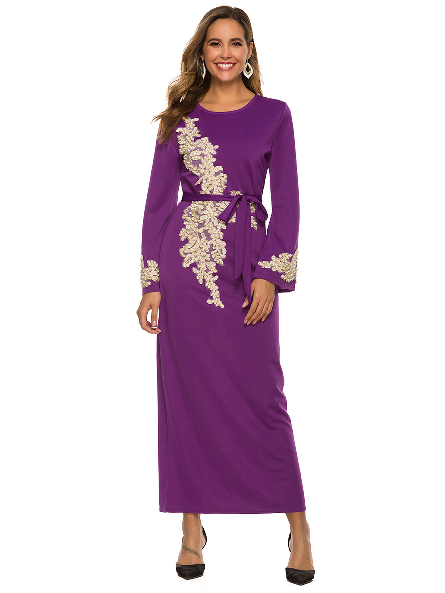 Eid Mubarak Abaya Dubai Türkei Moslemisches Hijab Kleid Kaftan Islam Kleidung Abayas Kleider Für Frauen Kleid Musulman Femme Vestidos: XL / Lila