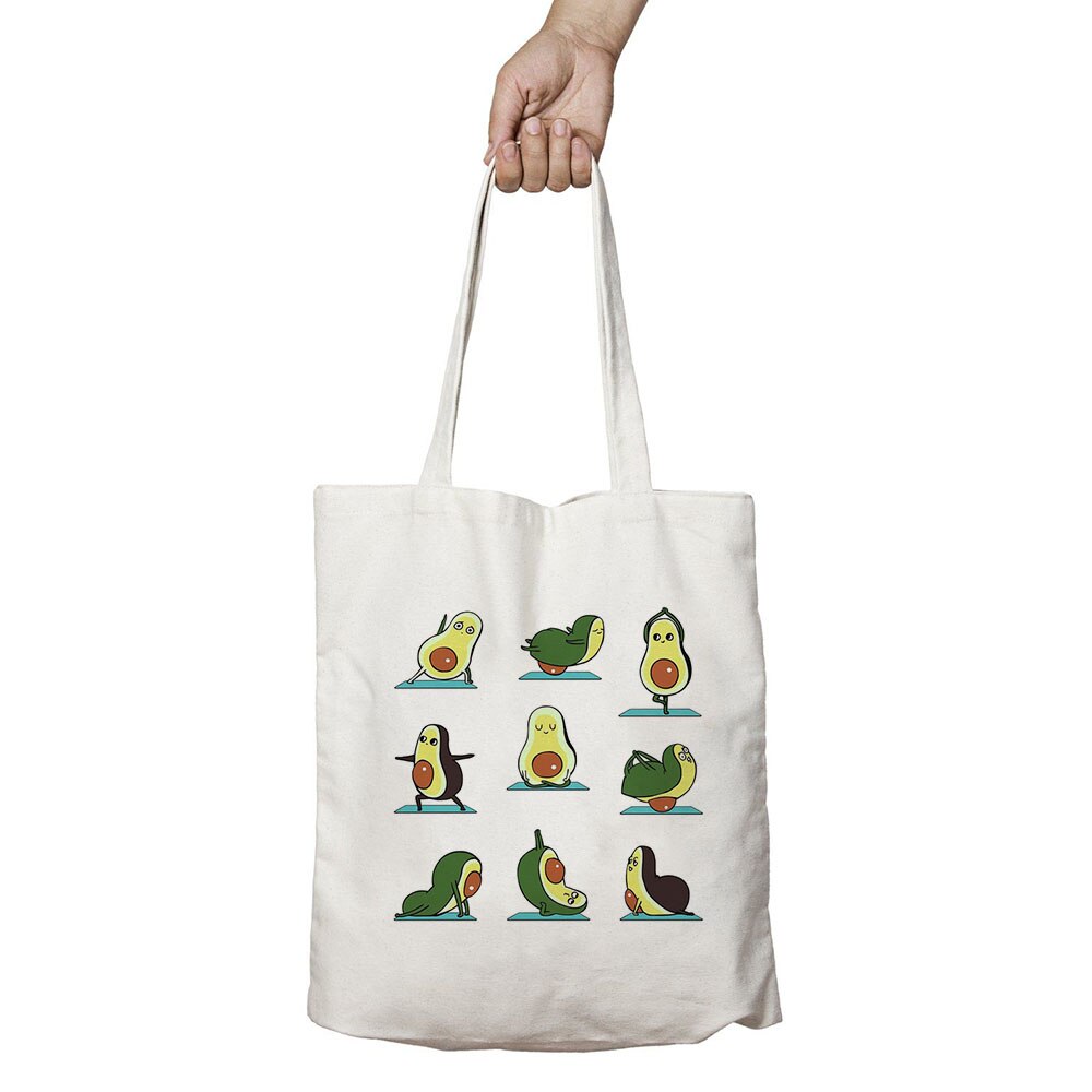 Cute Sport Love Avocado Print Reusable Shopping Bag Women Canvas Tote Bags Printing Eco Bag Cartoon Shopper Shoulder Book Bags